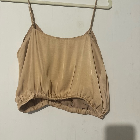Tan Ruched Crop Camisole - Picture 2 of 3